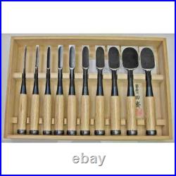 Tasai Oire Nomi Japanese Bench Chisels Fusetsu Set of 10 Black Finish