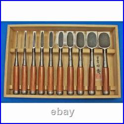 Tasai Oire Nomi Japanese Bench Chisels Set of 10 Polished Finish Red Oak