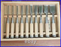 Tasai Oire Nomi Japanese Bench Chisels Set of 10 Polished Finish Wooden Box