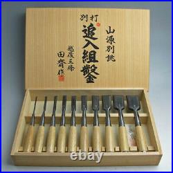Tasai Oire Nomi Yasuki Blue Steel File Finish Japanese Bench Chisels 10sets