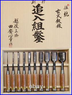Tasai Shindo Japanese Bench Chisels Pairing Oire Nomi Set of 10 Red Oak