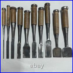 Tataki Oire Japanese NOMI HeavyDuty Chisel #412 Lot of 10 Carpentry Tool Carved