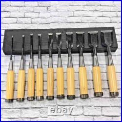 Tensho Oire Nomi Japanese Bench Chisels Gummi wood Set of 10 With Box Unused Tensho Oire Nomi Japanese Bench Chisels Gummi wood Set of 10 With Box Unused