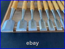 Tokichiro Oire Nomi Japanese Bench Chisels Set of 15 Multi Hollow Back Polished