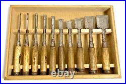 Tsunehiro Oire Nomi Yamada Tsunegoro Japanese Bench Chisels Set of 10 Used