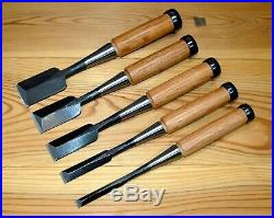 Umeki White Steel Japanese Dovetail Chisels Oire-nomi set of five