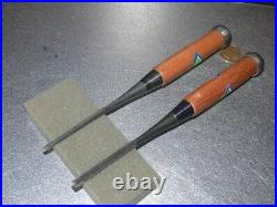 Umihiro Oire Nomi Japanese Bench Chisel 3mm 6mm White Steel #2 Set of 2 Unused Umihiro Oire Nomi Japanese Bench Chisel 3mm 6mm White Steel #2 Set of 2 Unused