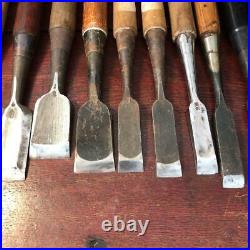 Vintage Chisels Japanese Lot of 14 Carpenter Professional Woodworking Oire Nomi