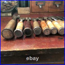 Vintage Chisels Japanese Lot of 14 Carpenter Professional Woodworking Oire Nomi