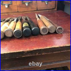 Vintage Chisels Japanese Lot of 14 Carpenter Professional Woodworking Oire Nomi