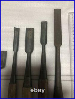 Vintage Chisels Lot of 10 Japanese Tool Half Round Oire Nomi Flat Carpenter TRK