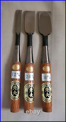 Vintage Ioroi Japanese Chisels, Senkichi and Some Ouchi chisels Lot of 5 Tools