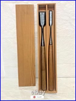 Vintage Japanese Tsuki Nomi Paring Chisel 2pcs Set with Original Wooden Box Oire