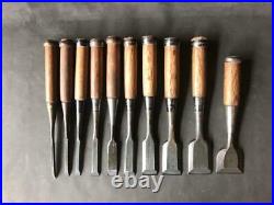 Vintage Tool Japanese Oire Nomi Lot of 10 Chisels Hand Nakayama DIY Carpenter FS