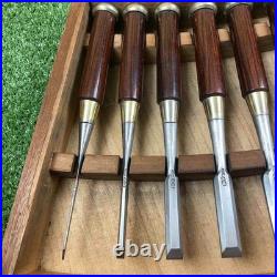 Yamahiro Japanese Bench Chisels Set of 16 Rosewood Handle White Steel Oire Nomi