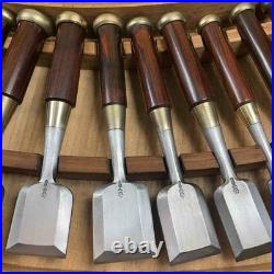 Yamahiro Japanese Bench Chisels Set of 16 Rosewood Handle White Steel Oire Nomi