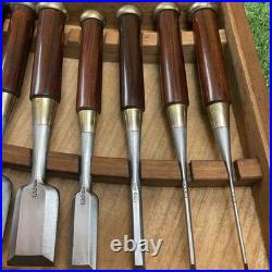Yamahiro Japanese Bench Chisels Set of 16 Rosewood Handle White Steel Oire Nomi
