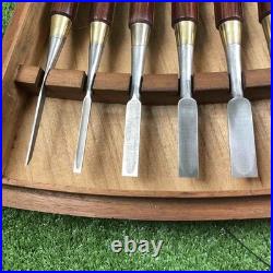 Yamahiro Japanese Bench Chisels Set of 16 Rosewood Handle White Steel Oire Nomi