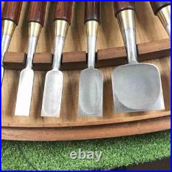 Yamahiro Japanese Bench Chisels Set of 16 Rosewood Handle White Steel Oire Nomi