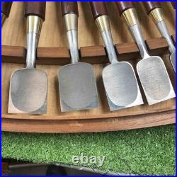 Yamahiro Japanese Bench Chisels Set of 16 Rosewood Handle White Steel Oire Nomi
