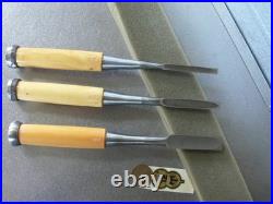 Yamahiro Oire Nomi 6,9,15mm Chamfered Set of 3 Japanese Chisel