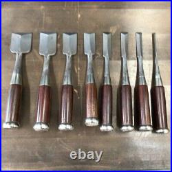 Yamahiro Oire Nomi Japanese Bench Chisels Dovetail Shinogi Set of 8 Used
