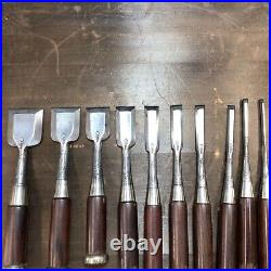 Yamahiro Oire Nomi Japanese Bench Chisels Polished Finish Set of 10 Sharpened