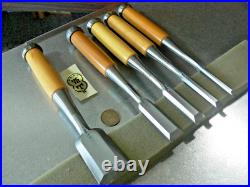 Yamahiro Oire Nomi Japanese Bench Chisels Polished Finish Set of 5 White Steel