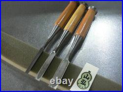 Yamahiro Oire Nomi Japanese Bench Chisels Polished Finish White Steel Set of 3