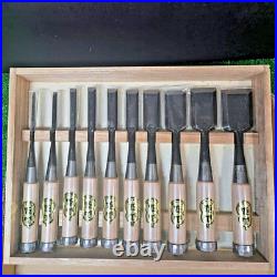 Yamahiro Oire Nomi Japanese Bench Chisels Set of 10 Mentori White Oak Unused