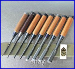 Yamahiro Oire Nomi Japanese Bench Chisels White Steel #1 Set of 8 Unused