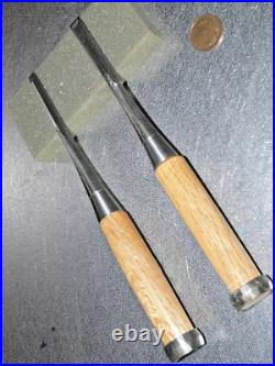 Yamahiro Oire Nomi Japanese Bench Chisels White Steel Polished Finish Set of 2