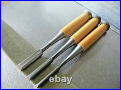 Yamahiro Oire Nomi Japanese Bench Chisels White Steel Polished Finish Set of 3