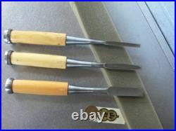 Yamahiro Oire Nomi Japanese Bench Chisels White Steel Polished Finish Set of 3