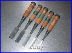 Yamahiro Okayama Takeshi Oire Nomi Japanese Bench Chisels Set of 5 Unused
