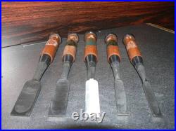 Yamahiro Okayama Takeshi Oire Nomi Japanese Bench Chisels Set of 5 Unused
