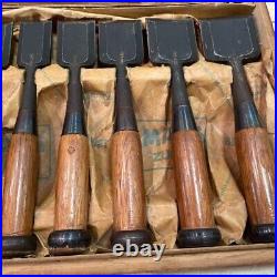 Yamahiro Vintage Oire Nomi Japanese Bench Chisels Set of 15 Mentori Red Oak Used