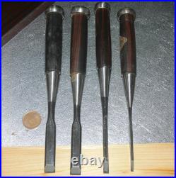 Yoshimitsu Japanese Bench Chisel Oire Nomi 3mm, 6mm, 12mm × 2 Set of 4 Ebony