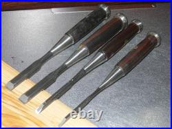 Yoshimitsu Japanese Bench Chisel Oire Nomi 3mm, 6mm, 12mm × 2 Set of 4 Ebony