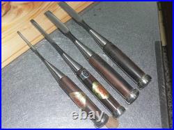 Yoshimitsu Japanese Bench Chisel Oire Nomi 3mm, 6mm, 12mm × 2 Set of 4 Ebony