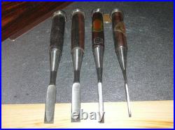 Yoshimitsu Japanese Bench Chisel Oire Nomi 3mm, 6mm, 12mm × 2 Set of 4 Ebony