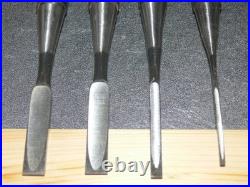 Yoshimitsu Japanese Bench Chisel Oire Nomi 3mm, 6mm, 12mm × 2 Set of 4 Ebony