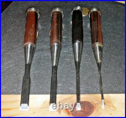 Yoshimitsu Japanese Bench Chisel Oire Nomi 3mm, 6mm, 9mm, 12mm Set of 4 Ebony