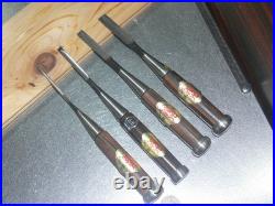 Yoshimitsu Japanese Bench Chisel Oire Nomi 3mm, 6mm, 9mm, 12mm Set of 4 Ebony