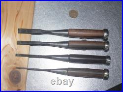 Yoshimitsu Japanese Bench Chisel Oire Nomi 3mm, 6mm, 9mm, 12mm Set of 4 Ebony