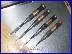 Yoshimitsu Japanese Bench Chisel Oire Nomi 3mm, 6mm, 9mm, 12mm Set of 4 Ebony