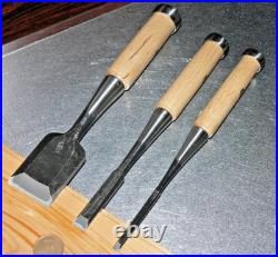 Yoshimitsu Japanese Bench Chisel Oire Nomi 6mm, 12mm, 42mm Set of 3 White oak